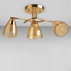 Люстра стельова Light House SRS-18923/3A золото, плафон бурштиновий