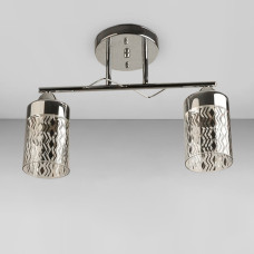 Люстра стельова Light House SRS-18925/2А хром, плафон прозорий з візерунком