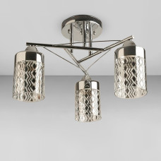 Люстра стельова Light House SRS-18925/3А хром, плафон прозорий з візерунком