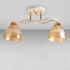 Люстра стельова Light House SRS-18927/2 білий + золото, плафон бурштиновий 