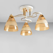 Люстра стельова Light House SRS-18927/3 білий + золото, плафон бурштиновий 