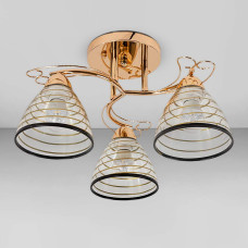 Люстра стельова Light House SRS-18931/3 золото, плафон прозорий з візерунком