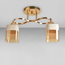 Люстра стельова Light House SRS-18933/2А золото, плафон білий + янтарний