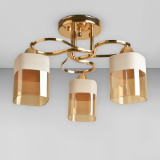 Люстра стельова Light House SRS-18933/3А золото, плафон білий + янтарний