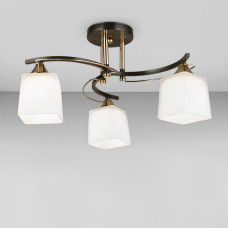Люстра стельова Light House SRS-18939/3 чорний + золото, плафон білий 