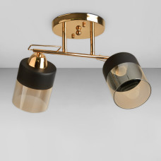 Люстра стельова Light House SRS-18942/2А золото, плафон чорний + прозорий