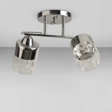 Люстра стельова Light House SRS-18943/2А хром, плафон хром + прозорий з візерунком