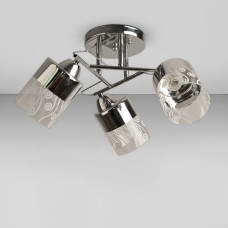 Люстра стельова Light House SRS-18943/3А хром, плафон хром + прозорий з візерунком