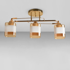 Люстра стельова Light House SRS-18944/3А золото, плафон білий + янтарний