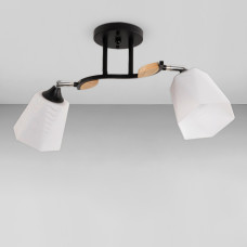 Люстра стельова Light House SRS-18945/2 BK+WOOD чорний + хром + дерево, плафон білий 