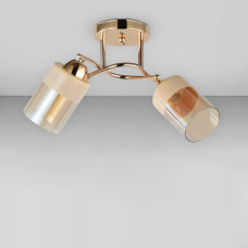 Люстра стельова Light House SRS-18952/2 золото, плафон бурштиновий + білий