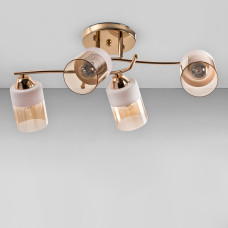Люстра стельова Light House SRS-18952/4 золото, плафон бурштиновий + білий