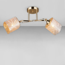 Люстра стельова Light House SRS-18954/2 золото, плафон бурштиновий з візерунком