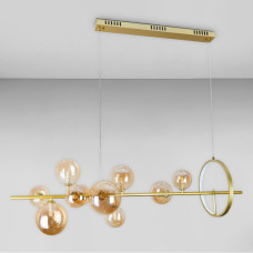 Люстра підвісна молекула Light House LS-17132-10 GD+BR золото, плафон коричневий