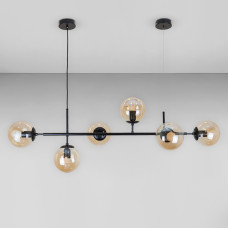 Люстра підвісна молекула Light House LS-18921-6 BK+BR чорна, плафон коричневий