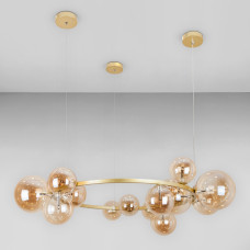 Люстра підвісна молекула Light House LS-17132-15 GD+BR золото, плафон коричневий 