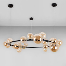 Люстра підвісна молекула Light House LS-17132-24 BK+BR чорна, плафон коричневий