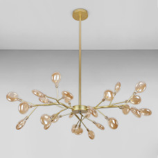 Люстра стельова молекула Light House LS-17126-27 GD+BR золото, плафони коричневі