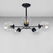Люстра стельова молекула Light House LS-18966-5 BK+CL чорна, колір плафона прозорий