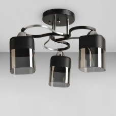 Люстра стельова Light House SRS-18960/3А черный + хром, плафон чорний + сірий