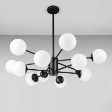 Люстра стельова молекула Light House DL-18972/12 чорна, плафон білий 