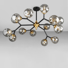 Люстра стельова молекула Light House DL-18981/15 чорна + бронза, плафон димчастий 
