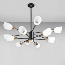 Люстра стельова Light House DL-18982/12 чорна + бронза, плафон білий 