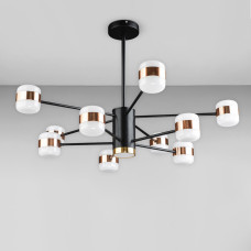 Люстра стельова світлодіодна Light House DL-18983/10*6W LED чорна + бронза, плафон білий + золото