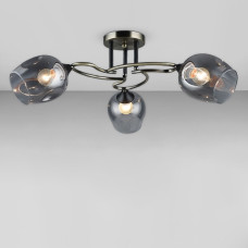 Люстра стельова Light House SR-18991/3 AB+BK D640*H220 E27 бронза + чорний, плафон димчастий