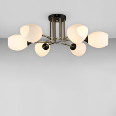 Люстра стельова Light House SR-18998/6 AB+BK D710*H255 E27 чорна + бронза, плафон білий 