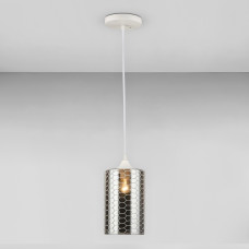 Люстра підвісна Light House SR-19000/1H WT D120*H200/H800 E27 біла, плафон димчастий