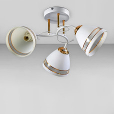 Люстра стельова Light House SZ-19005/3 WT-FGD 550*200 E14 білий + золото, плафони білі з прозорим