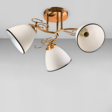 Люстра стельова Light House SZ-19007/3 FGD 520*200 E14 золото, плафони білі з облямівкою
