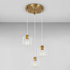 Люстра підвісна Light House LS-17162F-3 BRZ+WH (300) біла + бронза