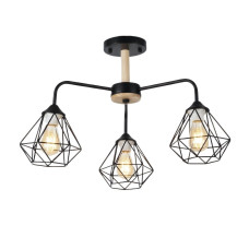 Люстра потолочная в стиле лофт Light House SRS-20564/3 черная + дерево