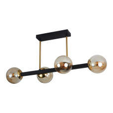 Люстра стельова Light House SRS-19386/4D BK+GD колір чорний + золото, плафон медовий 