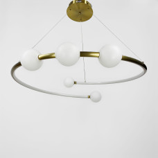 Люстра підвісна LED Light House LNF-17451 55W Ø 80 см, колір латунь з акриловими кульками у вигляді кільця