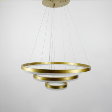 Люстра підвісна світлодіодна LNF-17459 AB 65 Вт на три кільця діаметр 60+40+20 см латунь