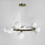 Зображення Кільцева латунна люстра з 14 білими плафонами Ø 75 см ИМ Light-Deco 