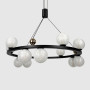 Зображення Кільцева чорна люстра з 12 скляними плафонами G9 Ø57 см ИМ Light-Deco 