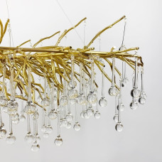 Люстра золота видовжена із кришталевими крапельками 120×60 см