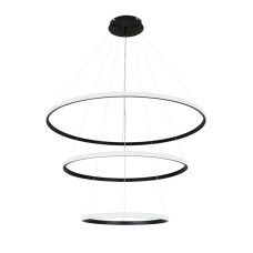 Люстра підвісна світлодіодна LED кільця Levistella 7529833-3A BLACK LED (400+600+800) чорна