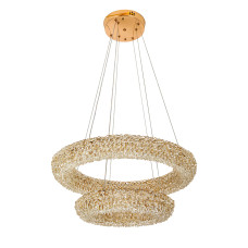 Люстра підвісна світлодіодна кришталева LED кільця Levistella 7897200 (600+400) GD золото