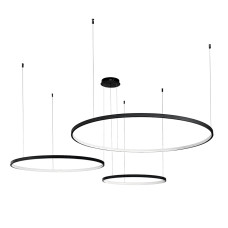 Люстра підвісна світлодіодна кільця Levistella 7529832-3B BLACK LED (600+800+1000) чорна