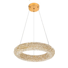 Люстра підвісна світлодіодна кришталева LED кільце Levistella 7897200 (500) GD золото