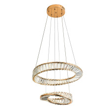 Люстра підвісна кришталева, LED кільця Levistella 799L8801 (500+350) FGD золото