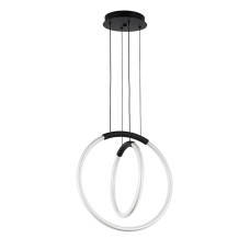 Люстра підвісна світлодіодна, LED кільця Levistella 7812022 (300+400) BK чорна з білим