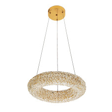 Люстра підвісна світлодіодна кришталева LED кільце Levistella 7897200 (400) GD золото