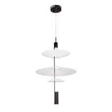 Люстра підвісна світлодіодна декоративна Levistella 792D1183 (360+500+215) BK чорна, плафон білий 