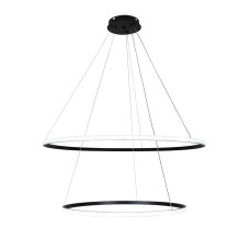 Люстра підвісна світлодіодна LED кільця Levistella 7529833-2A BLACK LED (600+800) чорна